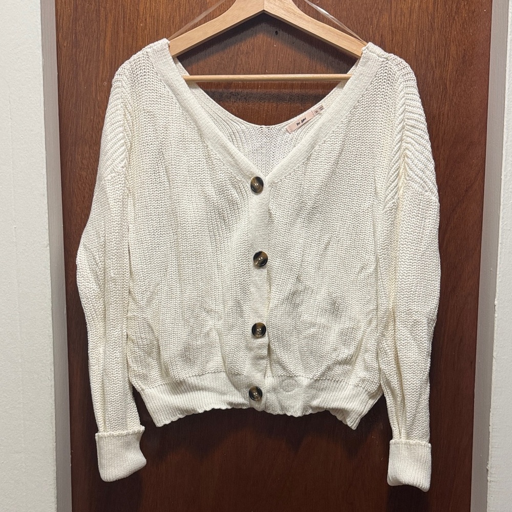 Cream Button-Up Cardigan